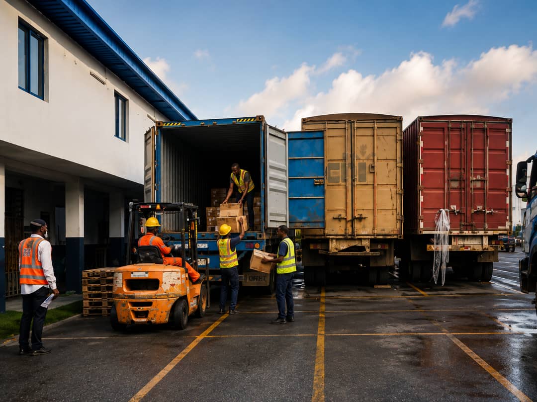 White box truck for cargo transportation