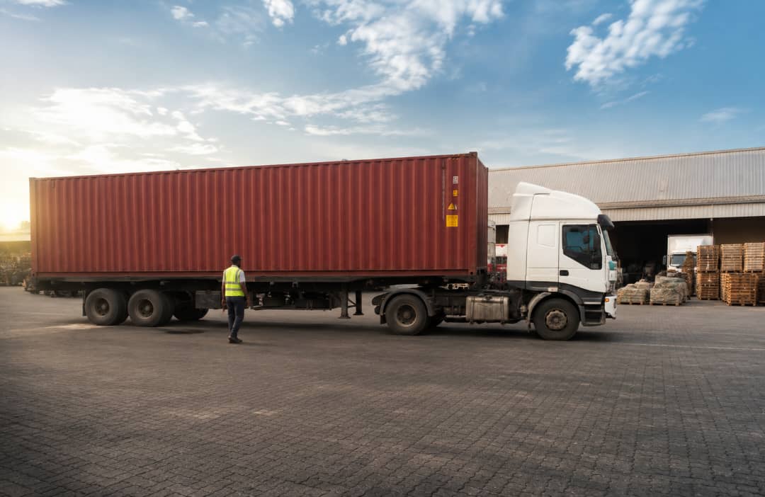 Container being unloaded